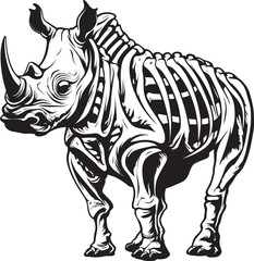 Bold Strokes Rhino Skeleton Icon in Black Timeless Force Black Rhino Vector Symbol