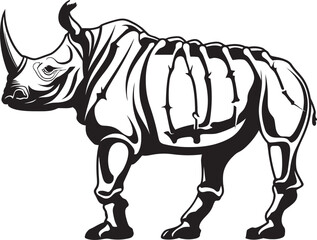 Fluid Strength Black Rhino Vector Emblem Intricate Essence Rhino Skeleton Black Vector