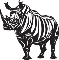Majestic Rhino Black Vector Logo Design Powerful Rhino Skeleton Iconic Black Vector