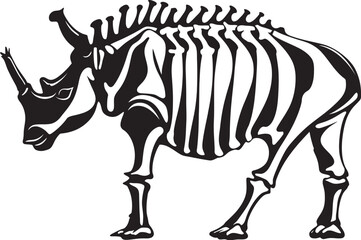 Bold Minimalism Rhino Skeleton Logo in Black Vector Verve Black Rhino Skeleton Design
