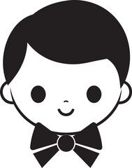 Whimsical Joy Small Child Black Icon Cute Curiosities Black Vector Logo for Little Ones