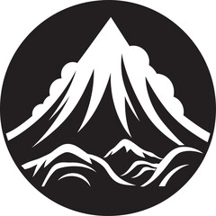 Molten Majesty Black Icon for Volcanic Peaks Volcano Vista Black Vector Logo for Mountain Fury