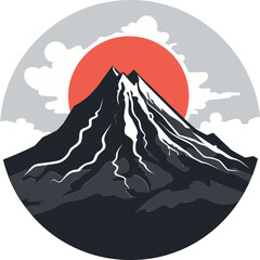 Volcanic Vortex Mountain Fury in Black Vector Fierce Formation Black Logo for Volcano Peaks