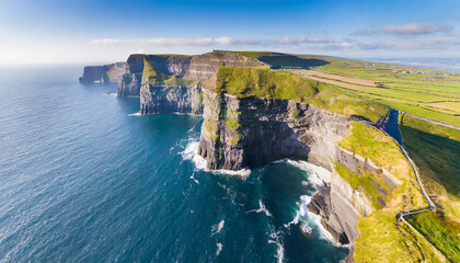 Panoramic bird's-eye view of the Cliffs of Moher - Powered by Adobe