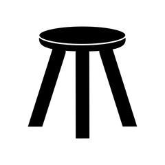 three-legged wooden chair vector on white background