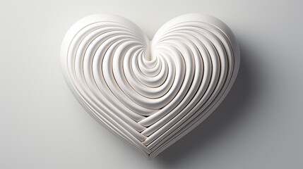 white heart with a swirl texture layers on white background.