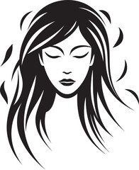 Organic Beauty Woman Carved into Willow Tree Icon Silhouette of Serenity Black Vector Willow Woman Logo