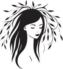 Natures Grace Woman as Willow Tree in Black Vector Sculpted Serenity Black Vector Logo of Willow Woman