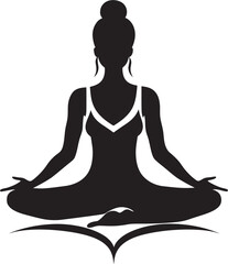 Lotus Luminary Black Yoga Woman Logo Design Tranquil Triad Yoga Woman Emblem in Vector
