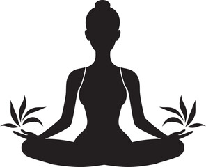 EmpowerElegance Black Logo with Serene Yoga Woman Zenith Zephyr Yoga Pose Woman Vector Design
