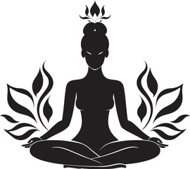 Radiant Rhythm Yoga Pose Woman Vector Icon IlluminaZen Black Yoga Woman Icon Design