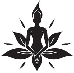 Radiant Rhythm Yoga Pose Woman Vector IlluminaZen Black Yoga Woman Logo Design