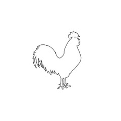 Fototapeta na wymiar Farm animals cock rooster line icon vector flat sign