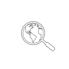 Global search like thin magnifying glass line icon. Concept of finder of popular world news or self education. linear flat style trend modern logotype graphic art design 