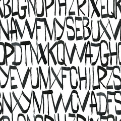 Seamless pattern with Latin letters.  Abstract font background.