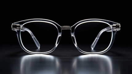 Close-up, designer glasses ion dark background.