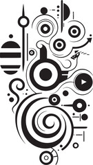 Curved Fusion Abstract Curly Vectors in Modern Era Sculpted Whirlwind Modern Vector Art with Curly Grace