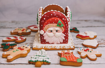 Christmas colorful cookies for background