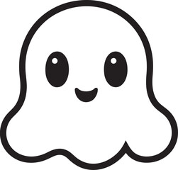 Ghostly Grin Cute Ghost Vector Design Spectral Sweetness Black Vector Ghost