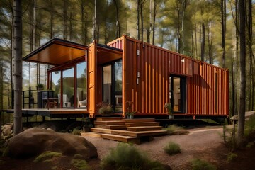 Describe the process of customizing a shipping container home to reflect the personality and lifestyle of its inhabitants on a sunny day