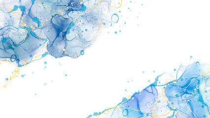 Blue Abstract Watercolor  With Splashes Graphic Background