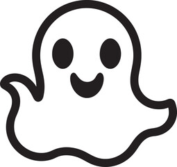 Ethereal Embrace Cute Ghost Design Midnight Specter Black Vector Ghost