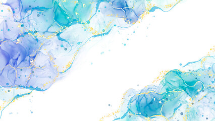 Green and Blue Abstract Watercolor  With Splashes Graphic Background