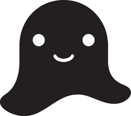 Charming Spectral Friend Cute Ghost Icon Shadowy Spirit Black Ghost Vector
