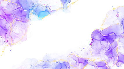 Purple and Blue Abstract Watercolor  With Splashes Graphic Background
