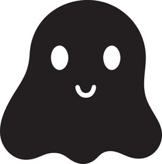 Midnight Charm Black Ghost Vector Ethereal Companion Cute Ghost Emblem