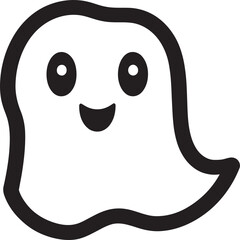 Midnight Whimsy Black Ghost Emblem Adorable Apparition Vector Ghost Design