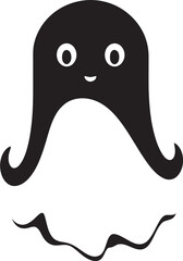 Playful Haunter Cute Black Ghost Icon Inky Delight Ghost Vector Emblem