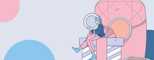 Festive Shopping E-Commerce Online Shopping People Flat Vector Concept Operation Hand Drawn Illustration
