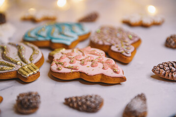 Christmas colorful cookies for background