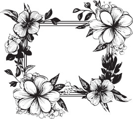 Elegant Petal Perimeter Decorative Frame Icon Stylish Floral Encasement Black Design