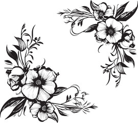 Whimsical Bloomed Enclosure Decorative Icon Enchanting Floral Framework Black Vector
