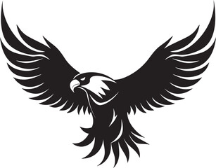 Dynamic Hunter Silhouette Black Vector Eagle Graceful Raptor Emblem Vector Eagle Icon