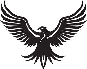 Obraz premium Dynamic Raptor Silhouette Black Vector Eagle Graceful Hunter Emblem Vector Eagle