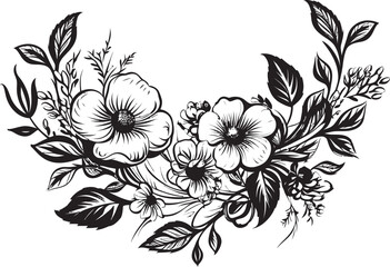 Elegant Midnight Blossom Frame Vector Icon Intricate Noir Floral Edging Black Border Design