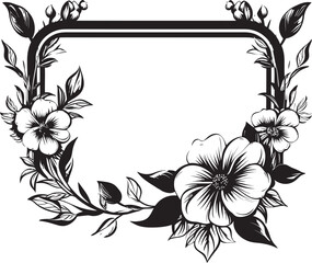 Enchanting Floral Framework Vector Black Icon Dynamic Midnight Blossom Encasement Black Design