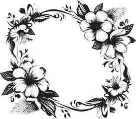 Chic Noir Floral Edge Vector Floral Emblem Mystic Ebony Petal Perimeter Black Icon