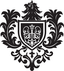Fototapeta premium Majestic Coat of Arms Black Vector Icon Noble Knightly Symbol Vector Emblem
