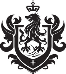 Stately Heraldic Profile Black Vector Icon Dignified Black Coat of Arms Vector Design
