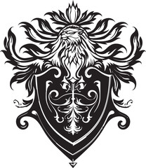 Majestic Vector Heraldic Insignia Black Icon Noble Crest Silhouette Vector Design