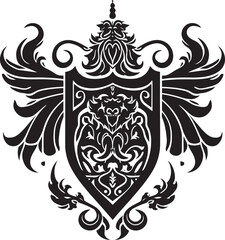 Heraldic Symbolism Vector Emblem Sovereign Crest Black Design