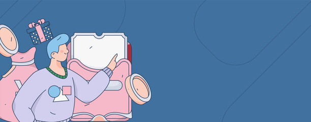 Festive Shopping E-Commerce Online Shopping People Flat Vector Concept Operation Hand Drawn Illustration
