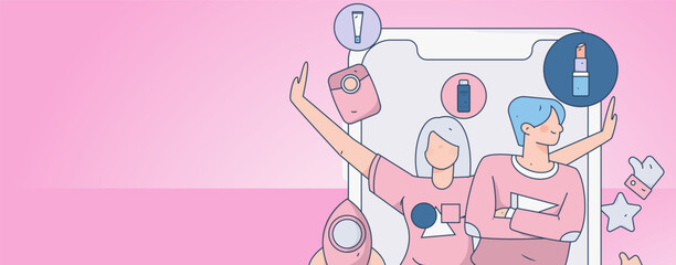 Festive Shopping E-Commerce Online Shopping People Flat Vector Concept Operation Hand Drawn Illustration
