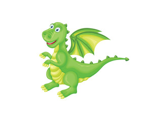 Dragon. Cute green dragon in cartoon style. A children s illustration with a green dragon. A symbol of the new year. Vector illustration isolated on a white background