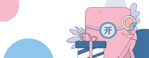 Festive Shopping E-Commerce Online Shopping People Flat Vector Concept Operation Hand Drawn Illustration
