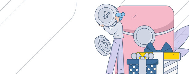 Festive Shopping E-Commerce Online Shopping People Flat Vector Concept Operation Hand Drawn Illustration
